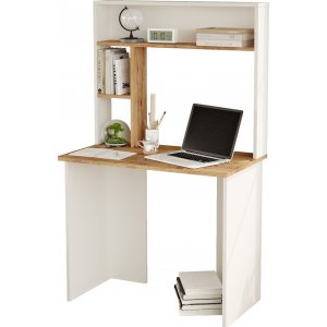 Bernt skrivebord 148,6 x 90 cm - Fyrretr/hvid