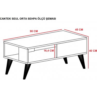 Saul sofabord 90 x 45 cm - Valnd/hvid