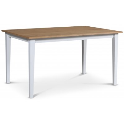 Fr spisebordsst; spisebord 140x90 cm - Hvid/olieret eg med 4 stk. Fr spisebordsstole med ribber i ryggen, sort PU-sde