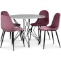 Zoo spisegruppe 105 cm inkl. 4 stk Carisma pink stole - Sort / Lys Marmor