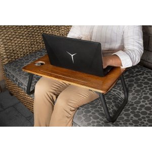 Lappy laptop bord 60x20 cm - Valnd/sort