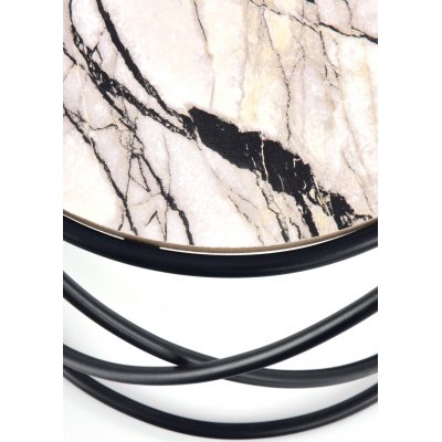 Mille sofabord 40/50 cm - Hvid marmor/sort