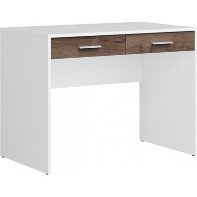 Nepo Plus skrivebord med 2 skuffer 100 x 59 cm - Hvid/mrk eg