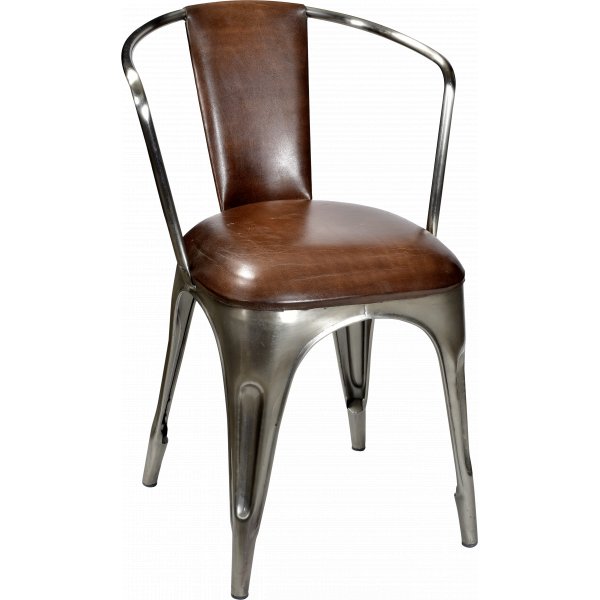 Stol Living - Lder/poleret metal