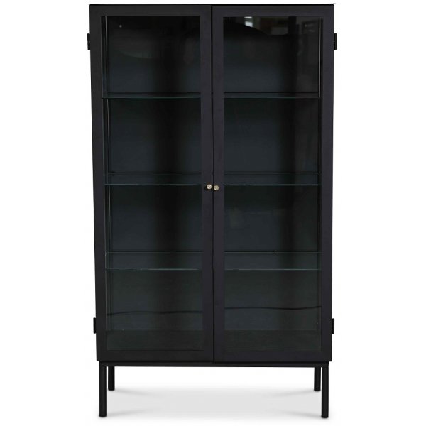 Cliff vitrineskab i blik (highboard) - Sort / Klarglas