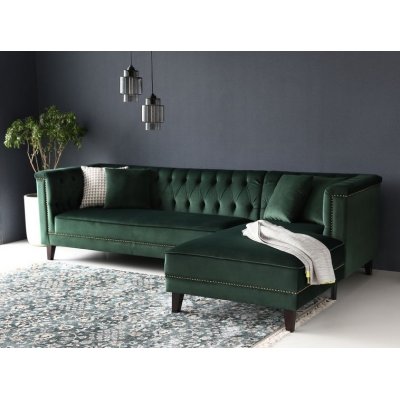 Dotto divan sofa med nitter - Grnt fljl + Pletfjerner til mbler
