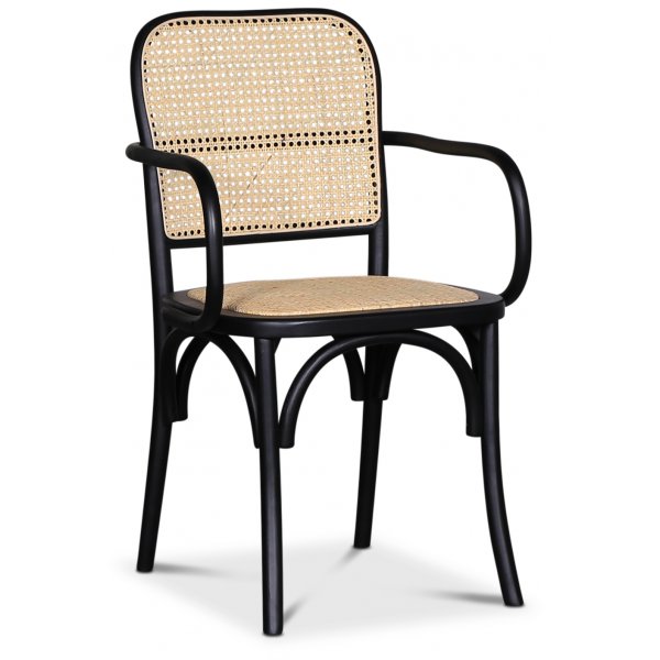 Malmby stol bjet tr - Sort/rattan + Pletfjerner til mbler