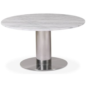 Next 85 rundt sofabord - Brstet stl / marmor (Hvid)
