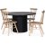 Nova spisebordsst, spisebord, der kan forlnges 130-170 cm inkl. 4 stk. hvidolierede Orust pindestole - Sortbejdset eg