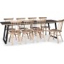 Edge 3.0 spisebordsst 240x90 cm inkl. 8 stk. hvidolierede Orust pindestole - Sort Hjtrykslaminat (HPL)