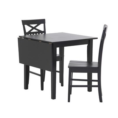 Spisegruppe: Sander bord med klap - Sort - 75 / 110 cm + stole
