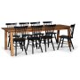 Saltsj spisebordsst 240 cm inkl. 8 sorte Orust pindestole - Olieret egetrsfinr
