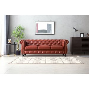 Sofa Chesterfield 3-personers i brun PU - Charles Sofa Chesterfield 3-personers i brun PU - Charles