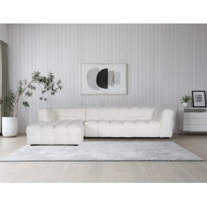 Divansofa off-white bouclè 322 cm + Møbelfødder Divansofa off-white bouclè 322 cm + Møbelfødder