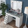 Bijou toiletbord med spejl 18 - 120 x 44,5 cm - Hvid