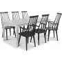 Mellby spisegruppe 180 cm bord med 6 sorte Dalsland Cane stole med armln