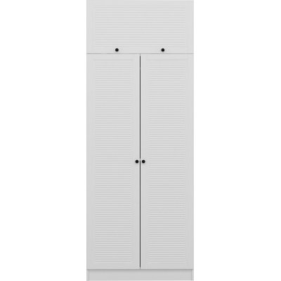 Larett garderobe med overskab, 90 cm - Hvid