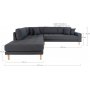 Lido Hjrnesofa med ben ende - Mrkegr
