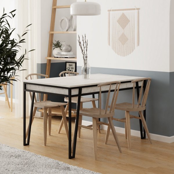 Pal spisebord 132-170 cm - Hvid