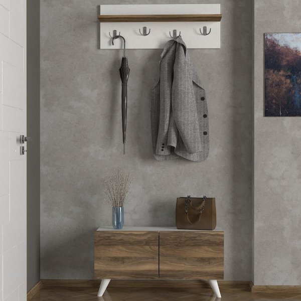 Lores hall mbler - Hvid/valnd