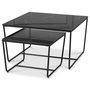 Stella bordst - Sort marmoreret glas / Sort underdel