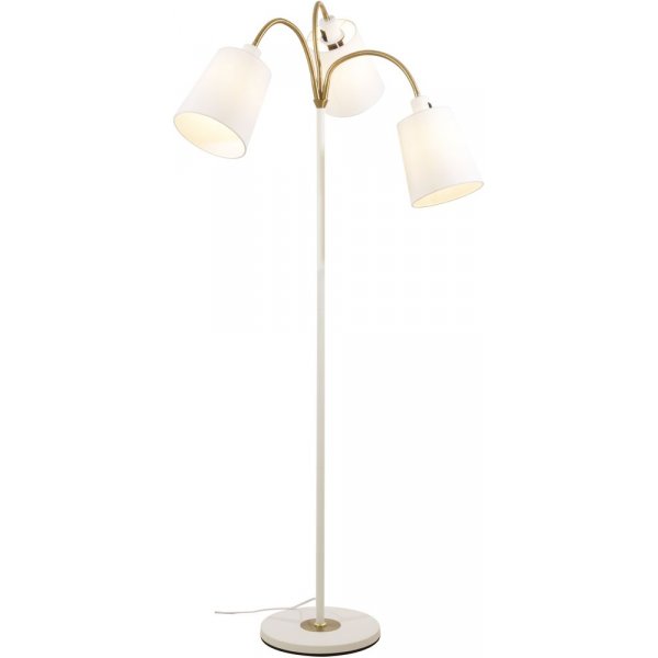 Gulvlampe Ljusdal 3-armet - Hvid/mat messing