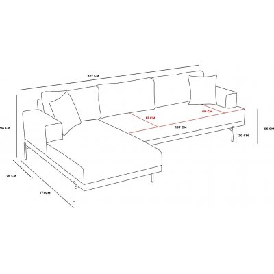 Liva divan sofa venstre - Antracit/kobber