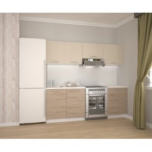 Katia komplet kkken 220 cm - Lys beige/san marino eg/hvid