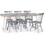 Edge spisegruppe; Spisebord i hvid HPL 190x90 cm med 6 gr Orust stokstole