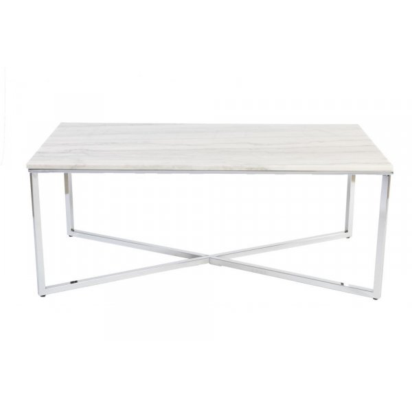 Rimini sofabord 130 - Lys marmor / krom