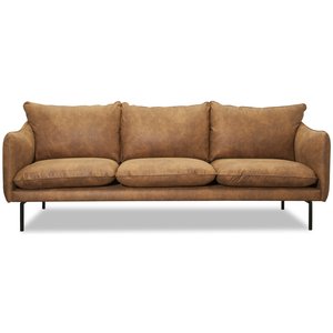 Bjrndal 3-personers sofa - Cognac eco lder + Mbelplejest til tekstiler
