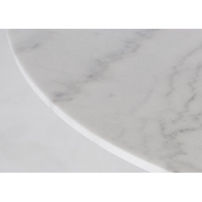 Plaza spisegruppe, marmorbord med 4 stk Theo fljlstole - Lyserd / Hvid / Krom