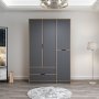 Elina garderobe 140 x 52 x 208 cm - antracit/brun