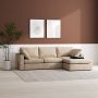 Moby mrk beige divansofa 296 cm - Vendbar divansofa med pocketfjedre