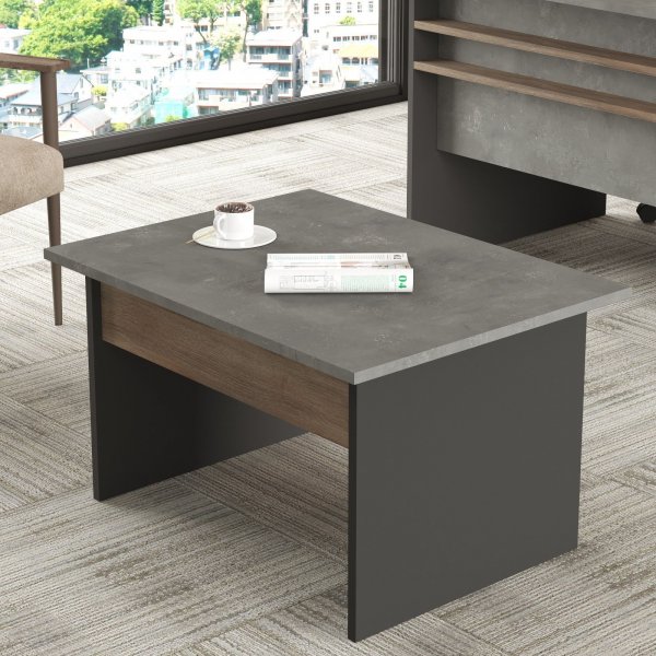 Vista sofabord 80 x 60 cm - Brun/beton/antracit