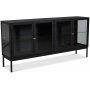 Cliff sidebord i metal med 4 dre - Sort / Klart glas + Mbelfdder