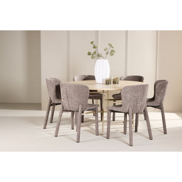 Kbenhavn spisebord med 6 Astoria stole - Beige/hvidmalet + 4.00 x Mbelfdder