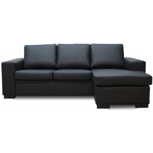 Solna Divan Sofa højre - sort læder (bundet) + Møbelplejesæt til tekstiler Solna Divan Sofa højre - sort læder (bundet) + Møbelplejesæt til tekstiler