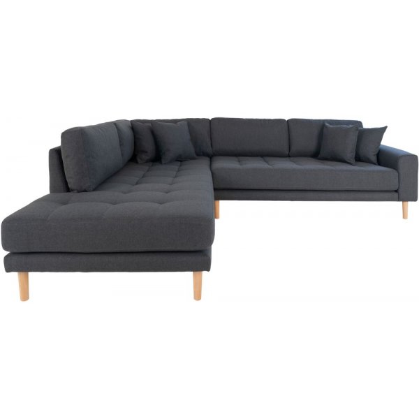 Lido Hjrnesofa med ben ende - Mrkegr