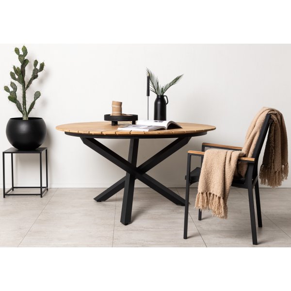 Mexico spisebord 140 cm - Sort/teaktr