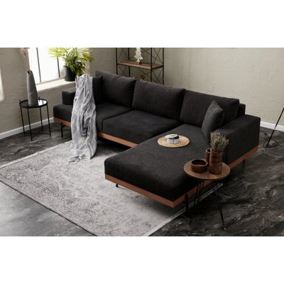 Liva divan sofa hjre - Antracit/kobber