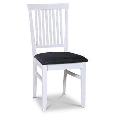 Skagen spisebordsst; rundt spisebord 120 cm - Hvid/brunolieret eg med 4 Fr stole (Ribber i ryggen) med grt stofsde