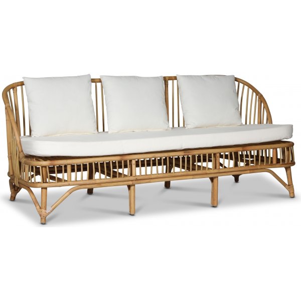 Baboo 3-personers sofa i rattan med hynder - Natur