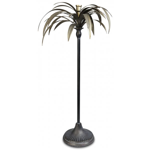 Lysestage palmeblade H71cm - Gammelt guld