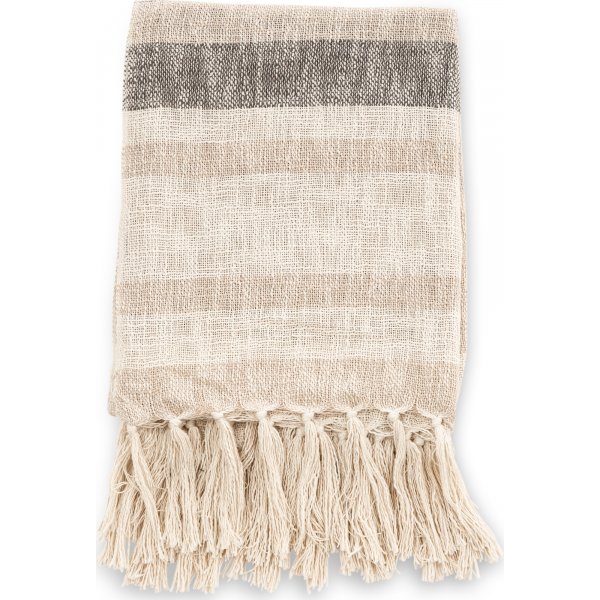 Bondi plaid 130x170 cm - Beige/mrkegrn/hvid