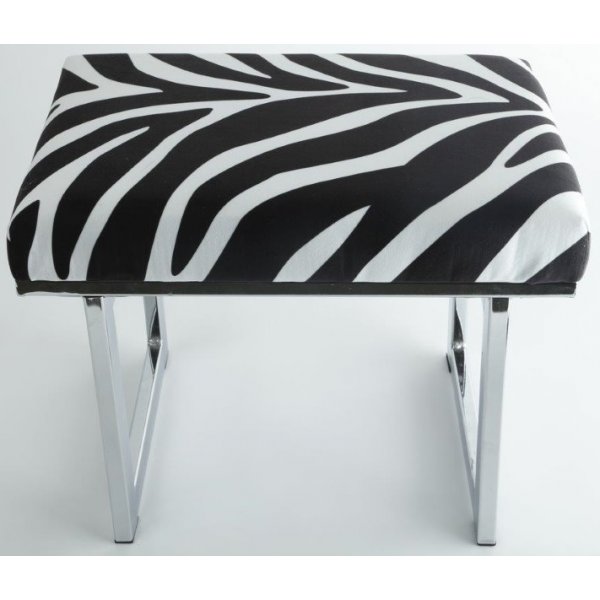 New York fodskammel 55 cm - Zebra/Slv