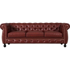 Chesterfield sofa 3-personers i brun PU