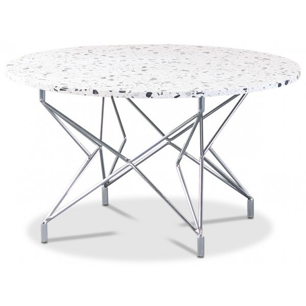 Terrazzo rundt sofabord 80 cm - Cosmos Terrazzo & understel Star i krom