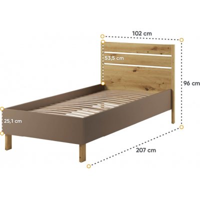 Lenny sengestel 90 x 200 cm - Artisan eg/beige/trffel