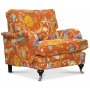 Savoy lnestol med blomstret stof - Havanna terracotta